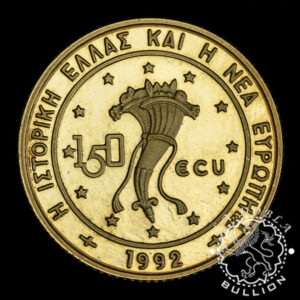 Estuche 3 Piezas - Moneda de Oro 150 ECU + 2 Monedas de Plata - Grecia - 1992 - Recomprada