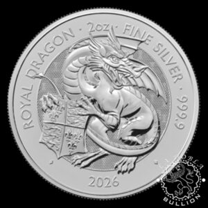 Moneda de Plata Tudor Beasts Royal Dragon 2 oz BU - Reino Unido - 2026 - Reverso (1)