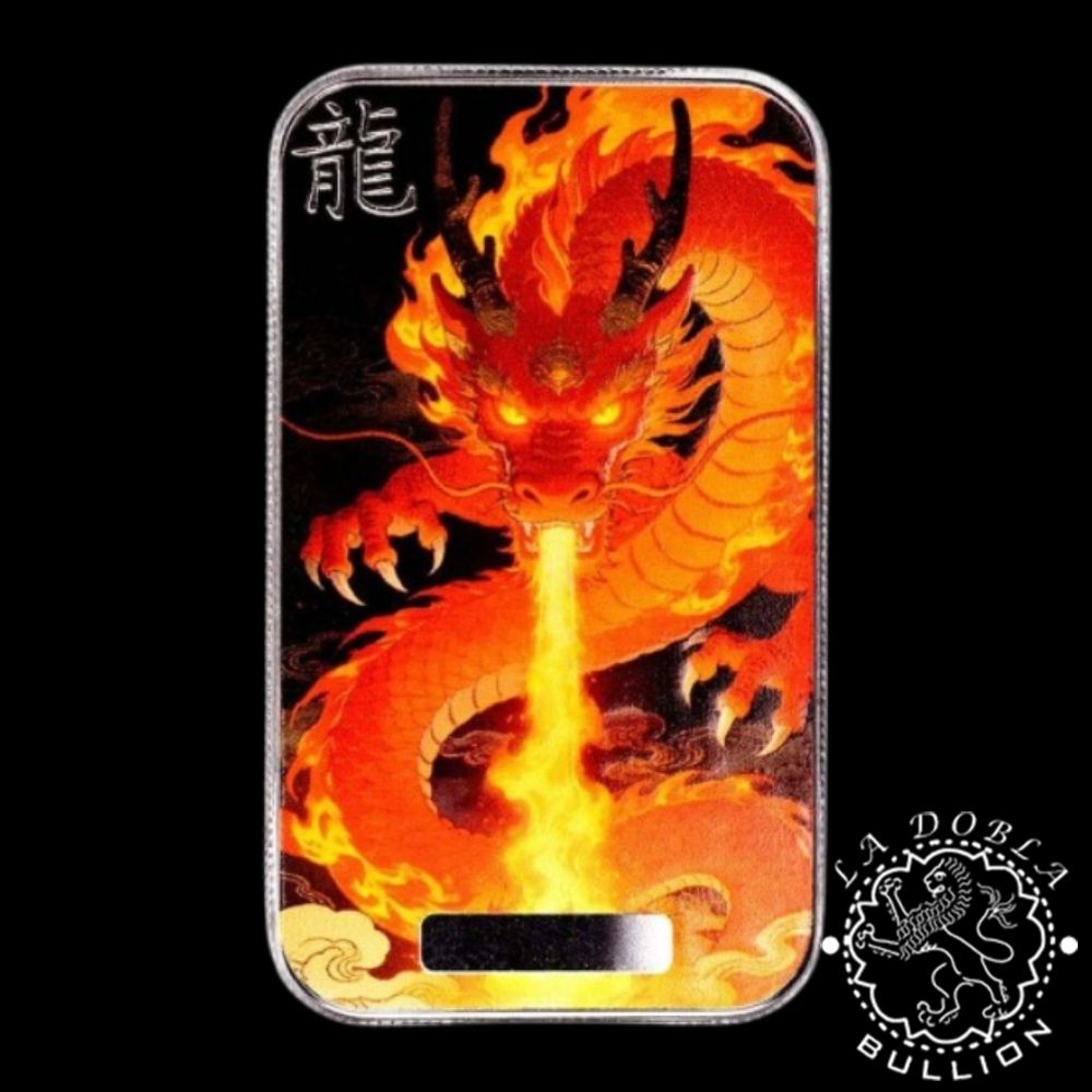 Lingote de Plata Dragón Lièyàn 1 oz - Scottsdale Mint - Reverso