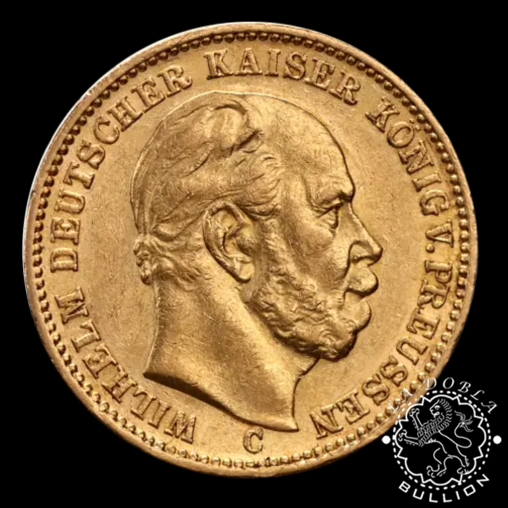 Moneda de Oro 20 Marcos Alemanes Guillermo I - Prusia - 1871-1888 - Anverso