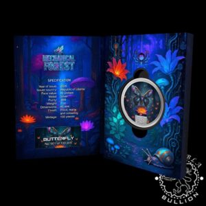 Moneda de Plata Mechanical Forest Mariposa 1 oz Proof - Liberia - 2026 - Estuche Interno
