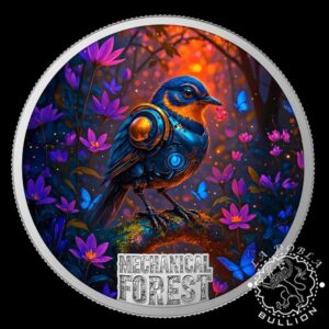 Moneda de Plata Mechanical Forest Pájaro 1 oz Proof - Liberia - 2026 - Reverso
