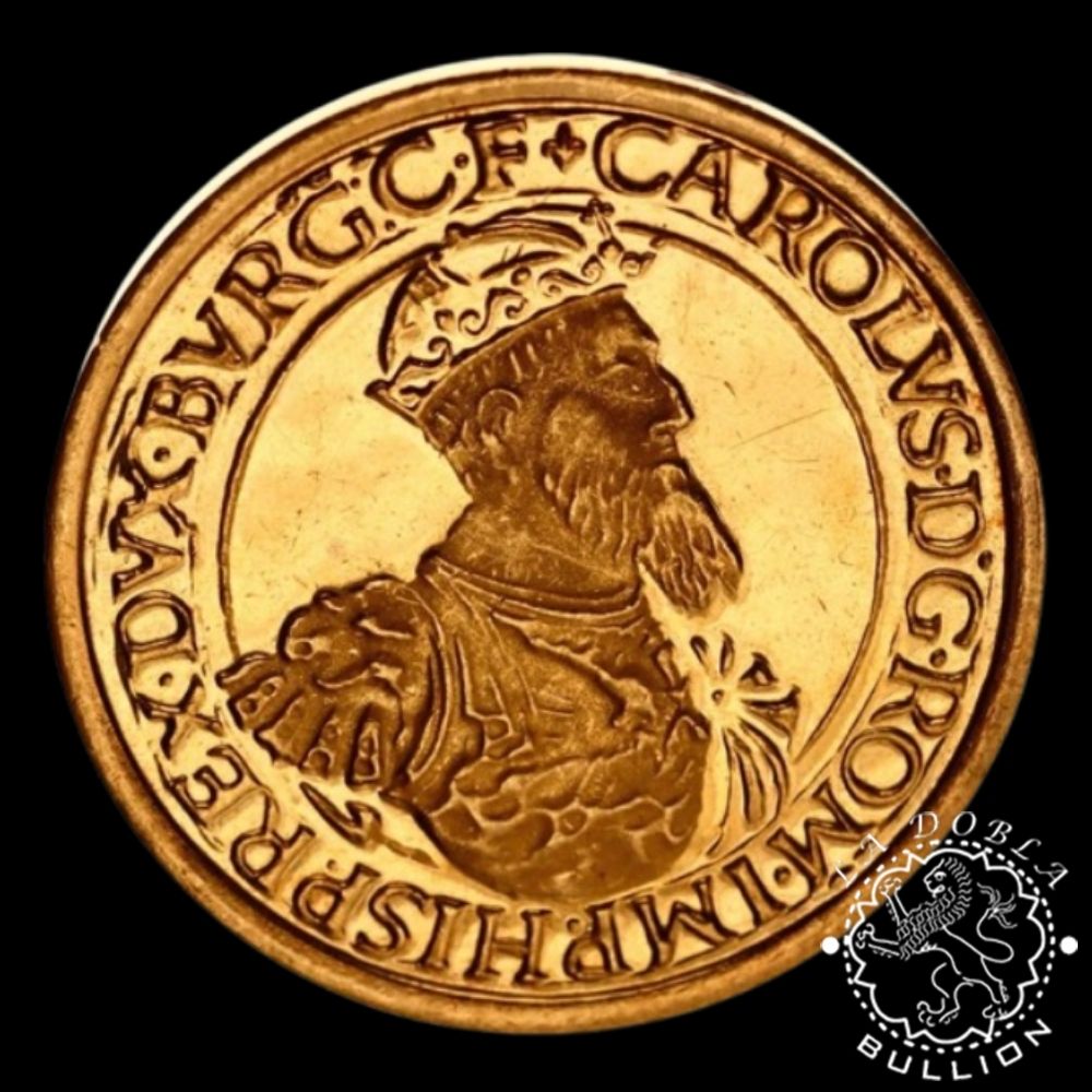 Moneda de Oro 50 ECU - 12 oz - Bélgica - Carlos V - 1987 - Recomprada - Reverso (1)