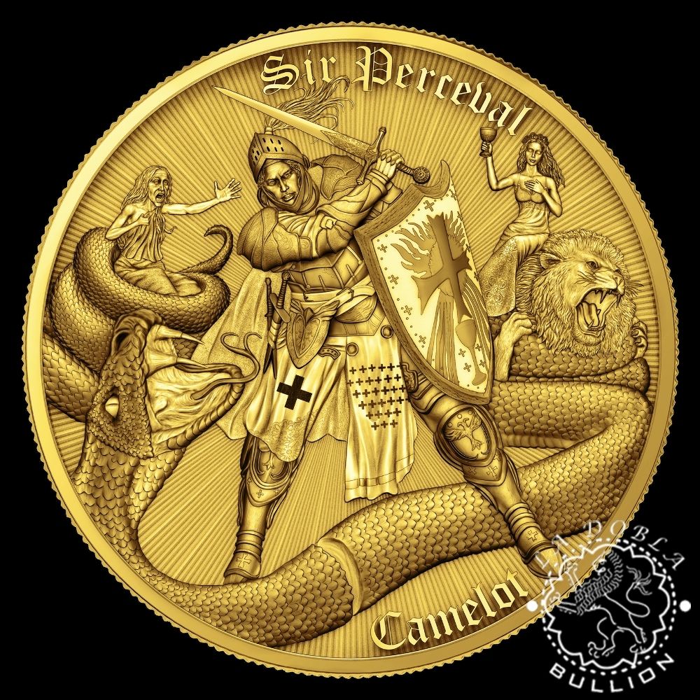 Moneda de Plata Camelot Sir Perceval Gilded Edition 1 oz BU - Niue - 2026 - Reverso