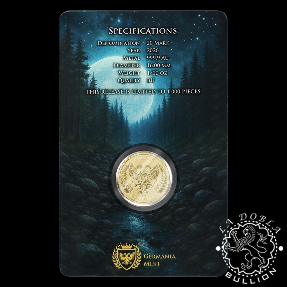 Moneda de Oro Germania 110 oz BU - Germania - 2026 - Coincard Detrás