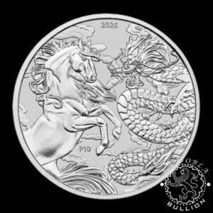 Moneda de Plata Chinese Myths and Legends Dragon and Horse 1 oz BU - Australia - 2026 - Reverso